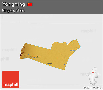 Physical 3D Map of Yongning, single color outside