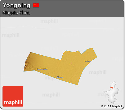 Physical 3D Map of Yongning, single color outside