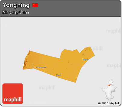 Political 3D Map of Yongning, cropped outside