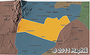 Political 3D Map of Yongning, darken, semi-desaturated