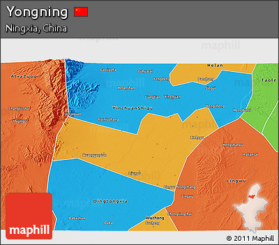 Political 3D Map of Yongning