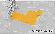 Political 3D Map of Yongning, lighten, desaturated