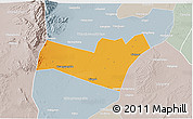 Political 3D Map of Yongning, lighten, semi-desaturated