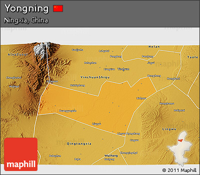 Political 3D Map of Yongning, physical outside