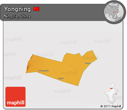 Political 3D Map of Yongning, single color outside