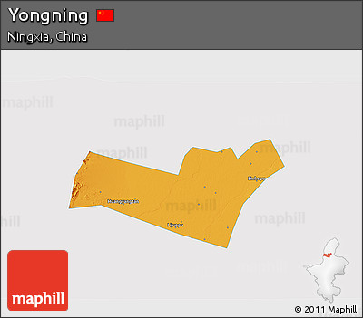 Political 3D Map of Yongning, single color outside