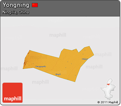 Political 3D Map of Yongning, single color outside