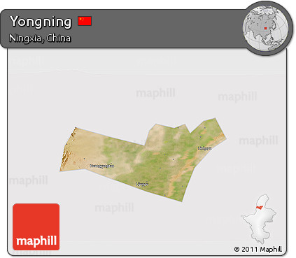 Satellite 3D Map of Yongning, cropped outside