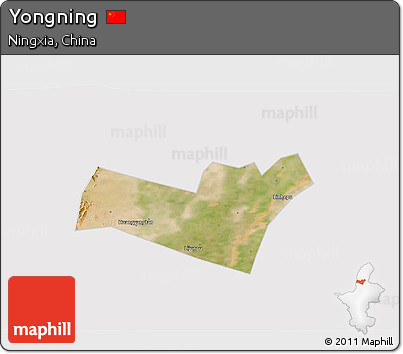 Satellite 3D Map of Yongning, cropped outside