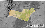 Satellite 3D Map of Yongning, darken, desaturated