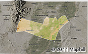 Satellite 3D Map of Yongning, darken, semi-desaturated