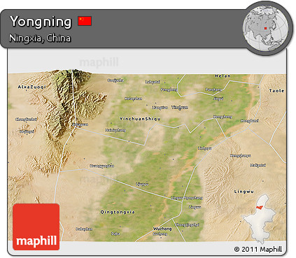 Satellite 3D Map of Yongning