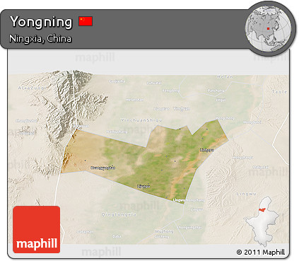 Satellite 3D Map of Yongning, lighten
