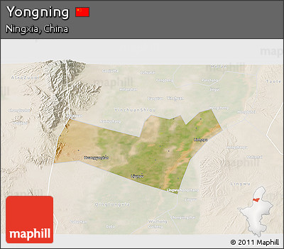 Satellite 3D Map of Yongning, lighten
