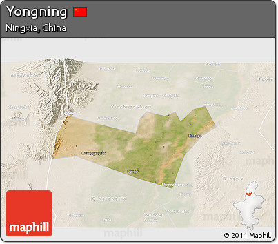 Satellite 3D Map of Yongning, lighten