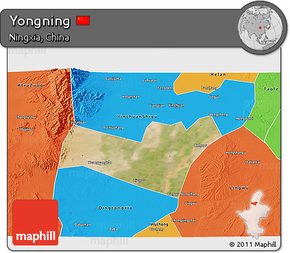 Satellite 3D Map of Yongning, political outside