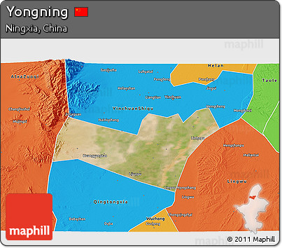 Satellite 3D Map of Yongning, political outside
