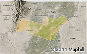 Satellite 3D Map of Yongning, semi-desaturated