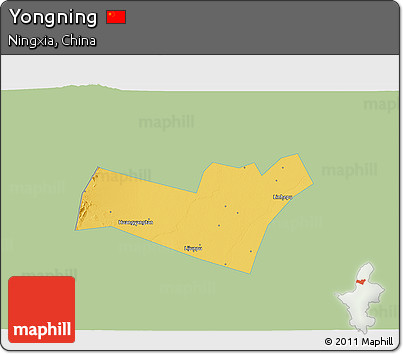 Savanna Style 3D Map of Yongning, single color outside