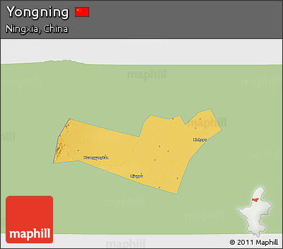 Savanna Style 3D Map of Yongning, single color outside