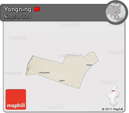 Shaded Relief 3D Map of Yongning, cropped outside