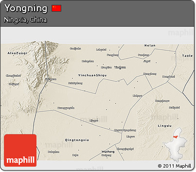 Shaded Relief 3D Map of Yongning
