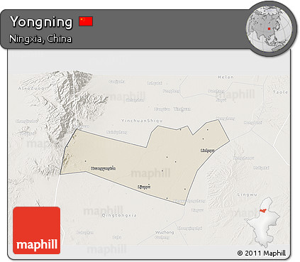 Shaded Relief 3D Map of Yongning, lighten