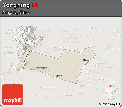 Shaded Relief 3D Map of Yongning, lighten