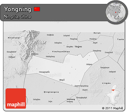Silver Style 3D Map of Yongning