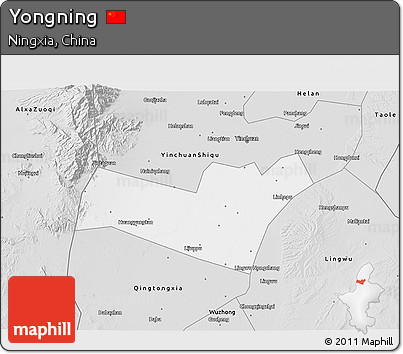 Silver Style 3D Map of Yongning