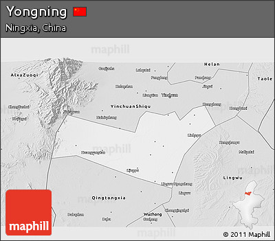 Silver Style 3D Map of Yongning