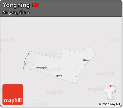 Silver Style 3D Map of Yongning, single color outside