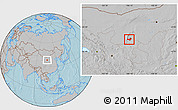 Gray Location Map of Yongning, hill shading