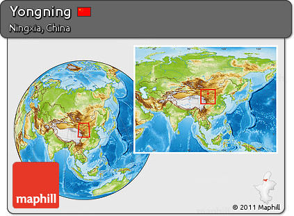 Physical Location Map of Yongning, within the entire country