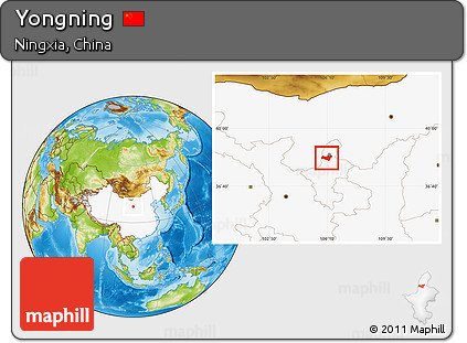 Physical Location Map of Yongning, highlighted country