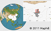 Satellite Location Map of Yongning, highlighted country, highlighted parent region