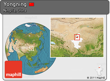 Satellite Location Map of Yongning, highlighted parent region