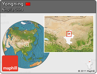 Satellite Location Map of Yongning, highlighted parent region