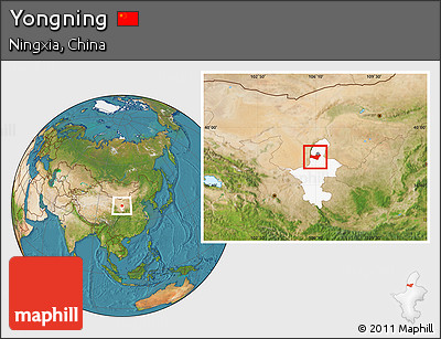 Satellite Location Map of Yongning, highlighted parent region
