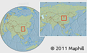 Savanna Style Location Map of Yongning, within the entire country, hill shading