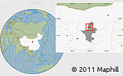 Savanna Style Location Map of Yongning, highlighted country, highlighted parent region, hill shading