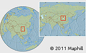 Savanna Style Location Map of Yongning, highlighted parent region, within the entire country, hill shading