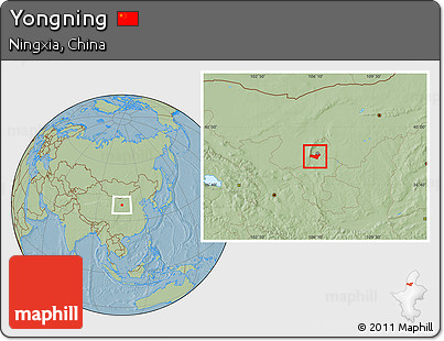 Savanna Style Location Map of Yongning, hill shading