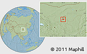 Savanna Style Location Map of Yongning, hill shading