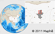 Shaded Relief Location Map of Yongning, highlighted country, highlighted parent region