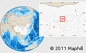 Shaded Relief Location Map of Yongning, highlighted country