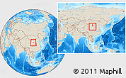 Shaded Relief Location Map of Yongning, highlighted parent region, within the entire country