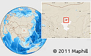Shaded Relief Location Map of Yongning, highlighted parent region