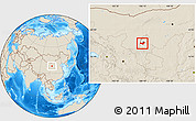 Shaded Relief Location Map of Yongning