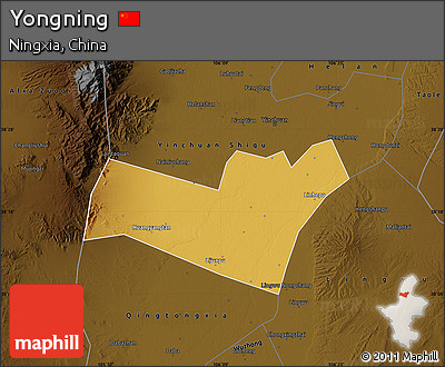 Physical Map of Yongning, darken